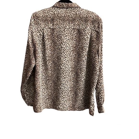 ALFRED DUNNER Animal Print Long Sleeve Collared Women’s Top 100% Polyester Sz 18 - Picture 2 of 14
